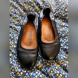 Birkenstock Celine Black Leather Ballet Flats Slip-on Womens Size EU 39
